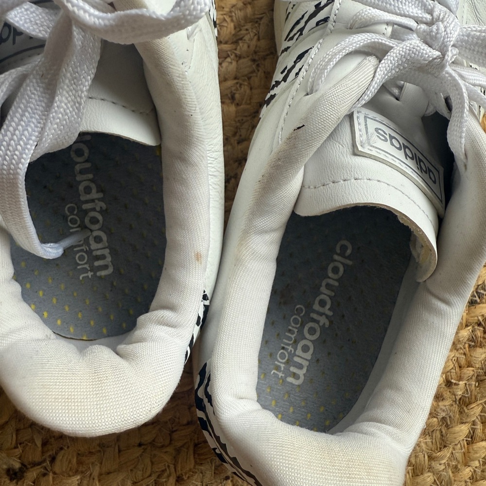 Adidas Grand Court Zebra Print White Leather Sneakers Trainers GZ0150 Womens 9 - Picture 8 of 9